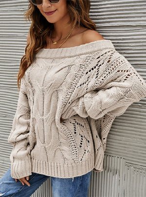 Women Loose Solid Color Pullover Sweater