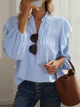 Lotus Leaf Lantern Sleeve Lace Stitching Top