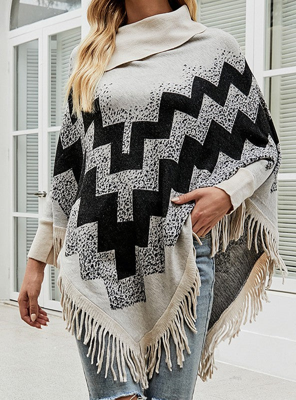 Loose Tassel Sweater Shawl Cloak