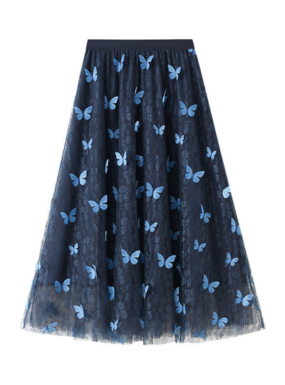 Three-dimensional Butterfly Embroidered Gauze Skirt