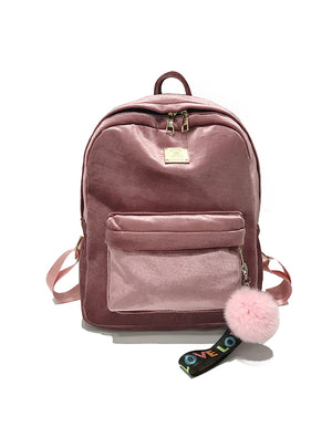 Best Velvet Ribbon Backpack Female Girl Travel Bag