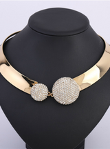 Crystal Rhinestone Two hemispheres Gold Collar 