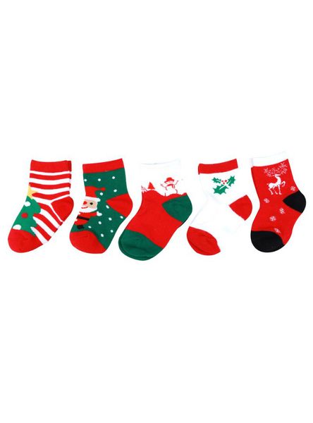 5 Pairs Warm Baby Socks Winter Snowflake