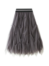 Elastic Waist Striped Gauze Skirt