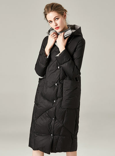 Long White Duck Down Ladies' Coat