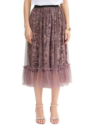 A Line High waist Gauze Skirt Half-length Dress