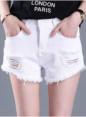 High Waist White Jeans Shorts Women Denim