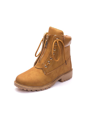 Women's Casual Flat-bottomed Two Lace-up Booties