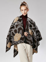 Woven Print Flower Imitation Cashmere Shawl