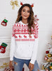 Hooded Christmas Print Loose Stitching Top