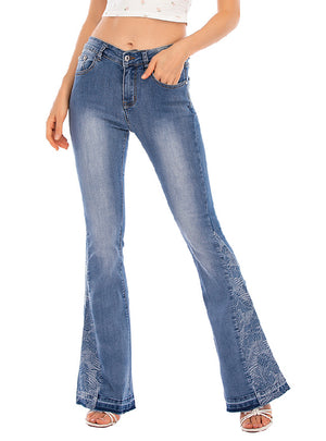 Casual Wide-leg Flared Trousers Jeans