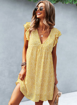 Sexy V-neck Print Dress