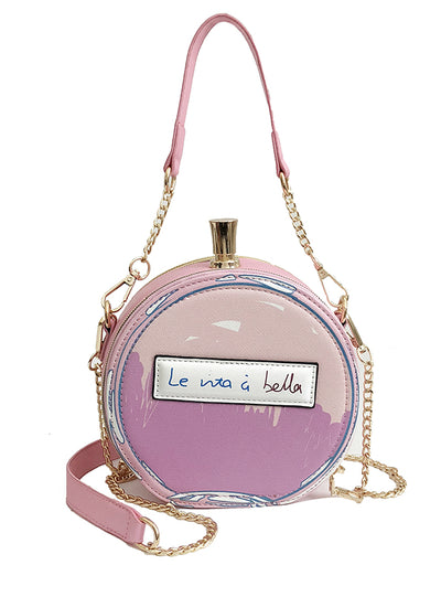 Small Round Bag Slung Wild Girl Chain PU Bag