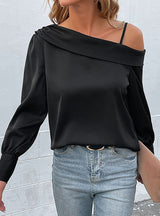 Irregular Black Long Sleeve Shirt