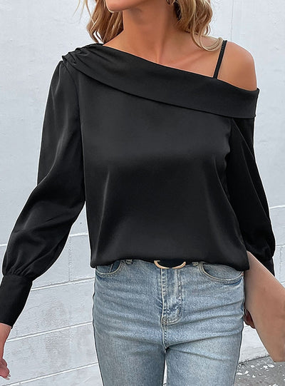 Irregular Black Long Sleeve Shirt