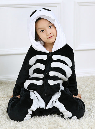 Skull Pattern Conjoined Flannel Pajamas Onesie
