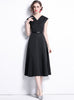 Black V-neck Mid-length Dress