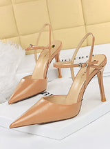 High-heeled Shallow Pointed Hollow Sandals