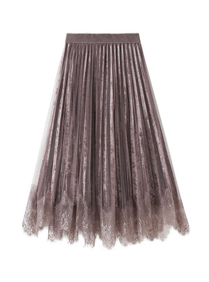 High Waist Lace Gauze Skirt