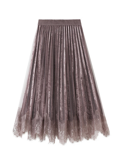 High Waist Lace Gauze Skirt