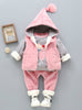 Autumn Warm Hooded 3PCS Vest+Long Sleeves+pants