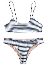 Striped Cami Bralette Bikini Set Sexy Low Waisted 