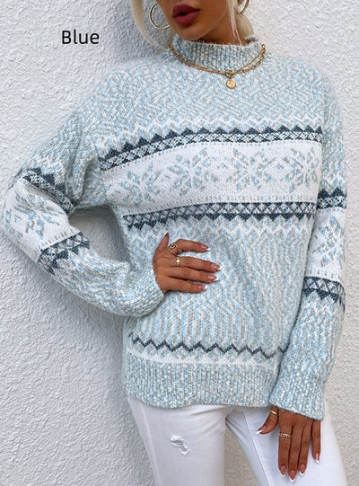 Half-necked Snowflake Christmas Sweater