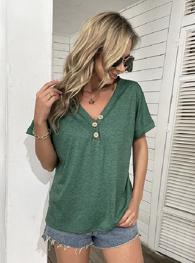 Cross-border V-neck Short Sleeve T-shirt