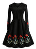 V-neck Embroidered Slim Dress