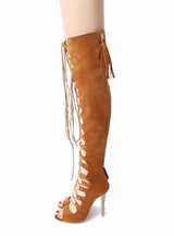 Lace Up Sandals High Heel Over The Knee