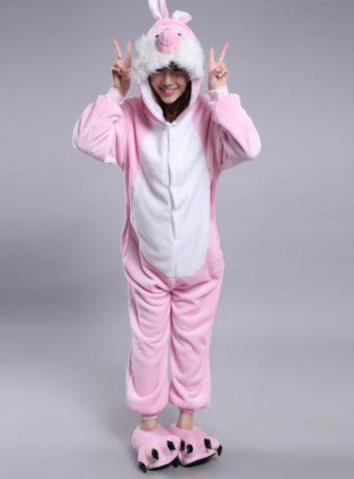 Rabbit Cartoon Animal Conjoined Pajama Flannel