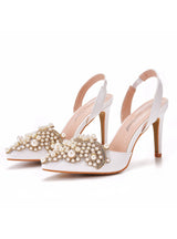 Beaded High Heels With Pointed Toes