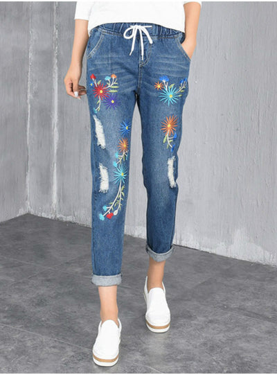 Oversized Ankle Length Women Denim Pants 