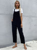 Black Cotton Nine-point Bib Pants Jumpsuit
