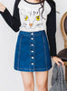 Pencil Jeans Skirt Front Button High Waist Denim Skirt 