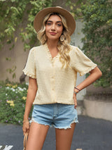 V-neck Chiffon Short-sleeved Shirt