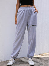 Loose Solid Color Sports Elastic Casual Pants