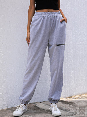 Loose Solid Color Sports Elastic Casual Pants