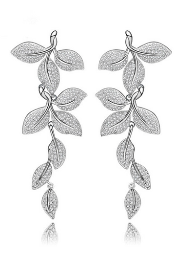 Leaf Shape Drop Earrings Statement Tiny Noble