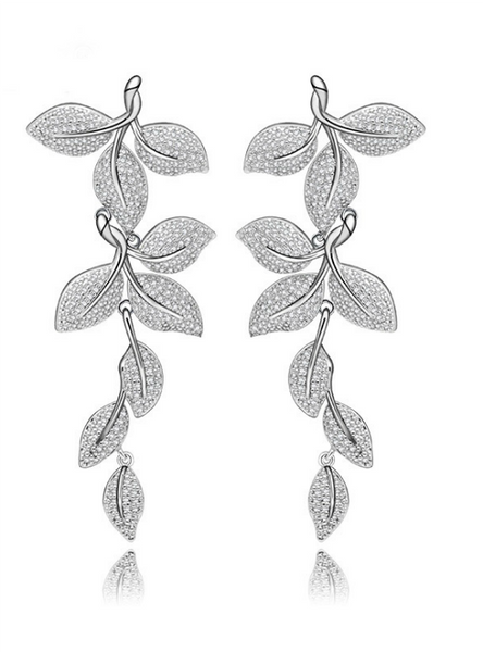 Leaf Shape Drop Earrings Statement Tiny Noble
