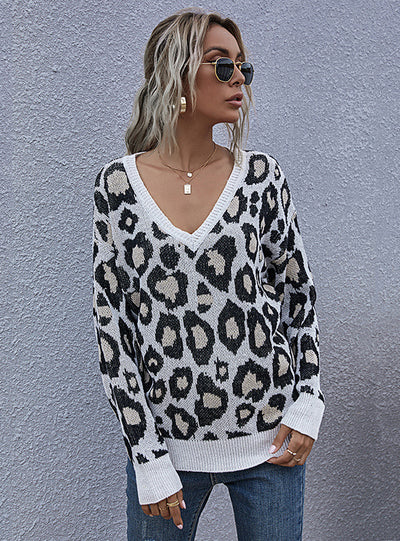 Pullover V-neck Knitted Loose Sweater