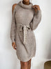 Openwork Turtle Neck Sweater Dress