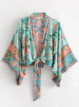 Women Floral Printed Boho Kimono Summer Blouse