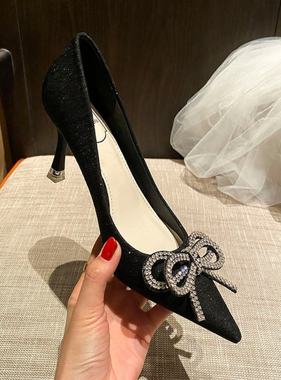 Pointed Bow Stiletto Heels Shoes