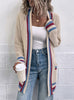 Contrast Striped Pocket Cardigan Sweater Coat