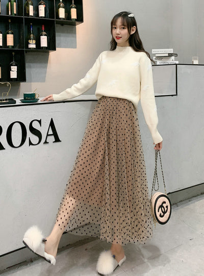 Flock Dot Gauze Skirt