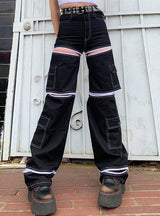 Sectional Zipper Splicing Personalized Jeans