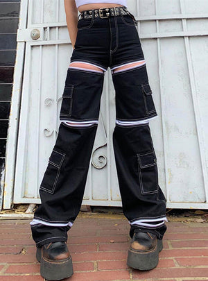 Sectional Zipper Splicing Personalized Jeans