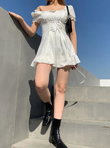 Elegant Bow White Female Mini Dress
