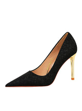 Metal Stiletto Cloth-faced Shallow Pointed High Heels